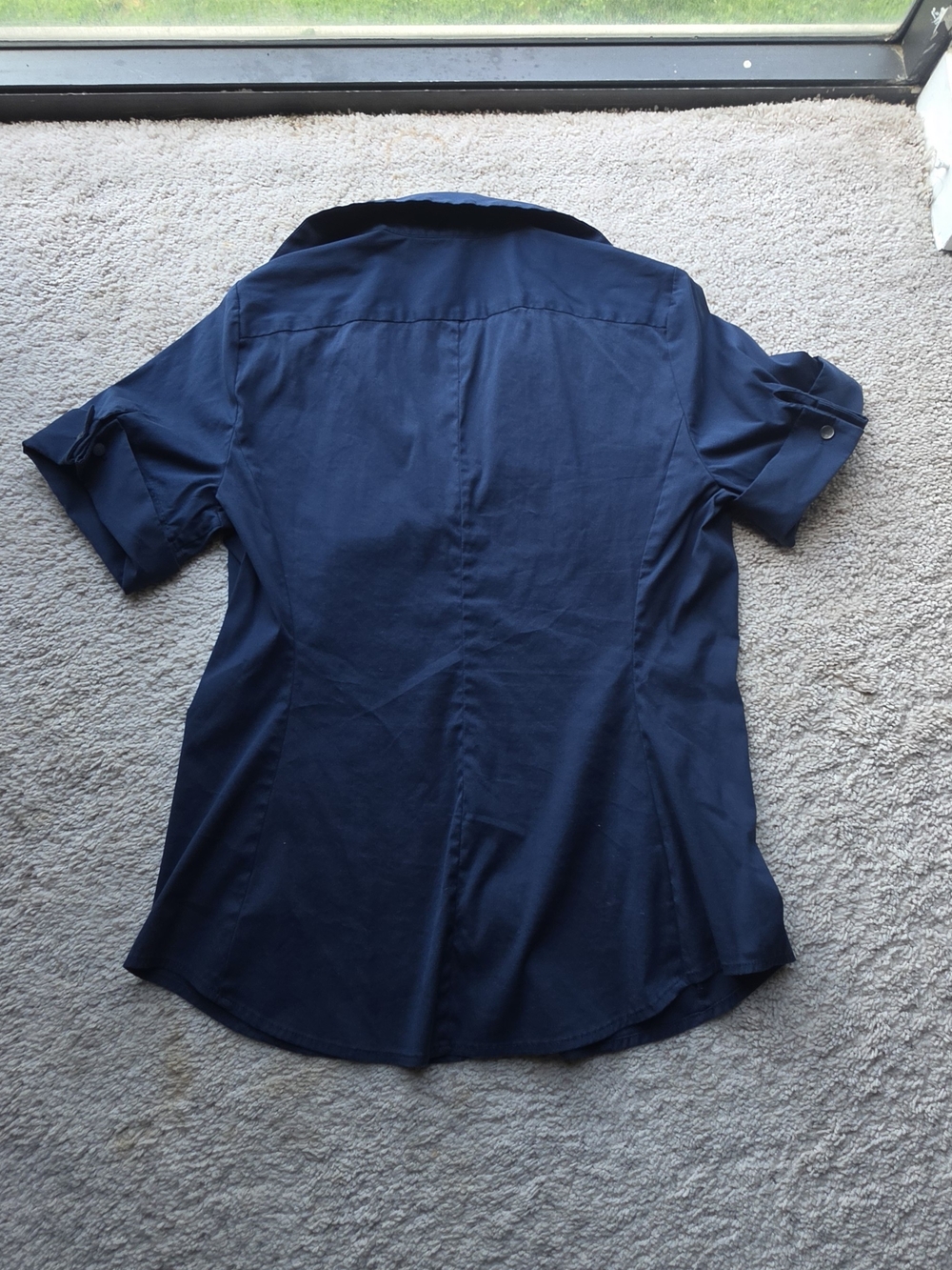 Ann Taylor Men's Short-Sleeve Button-Down Shirt in Navy